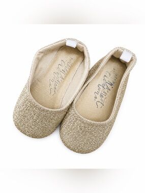Hand Crafted Girls Gold Glitter Ballet Flats Wrens Nest Size 4/5 Baby